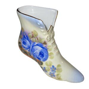 Antique Hand-Painted Nippon Boot Vase With Floral Pattern